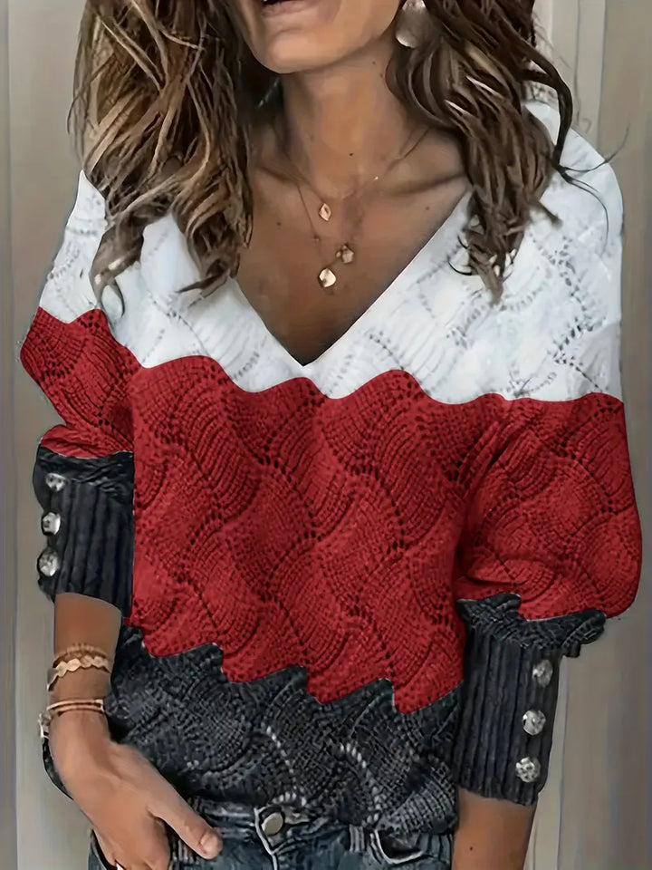Celina - Elegant V-Neck Knitted Sweater
