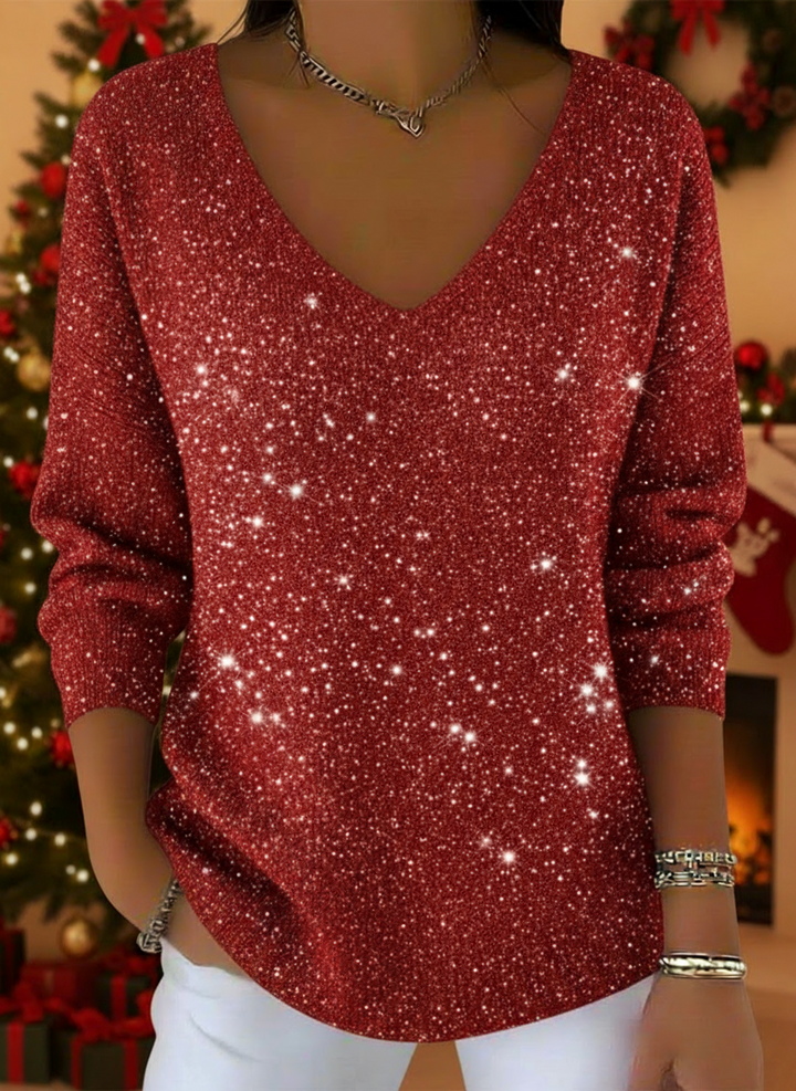 Marigold - V-neck Shiny Sweater