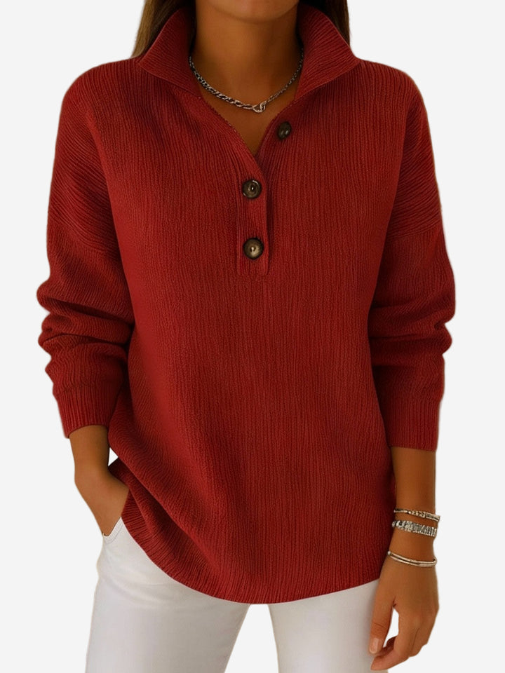 Junia - Casual Long Sleeve Stand Collar Sweater