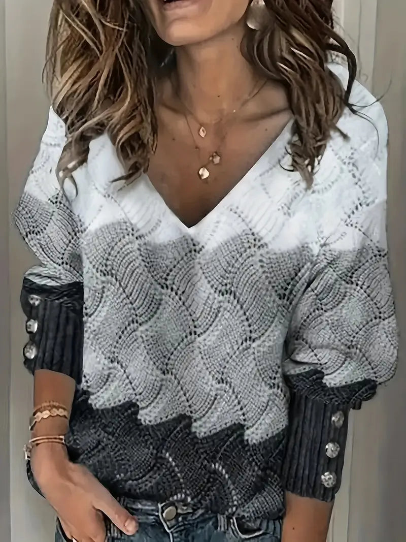 Celina - Elegant V-Neck Knitted Sweater