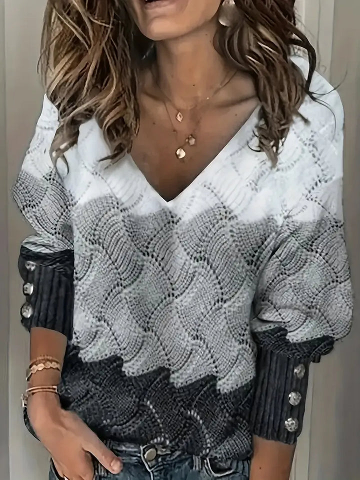 Celina - Elegant V-Neck Knitted Sweater