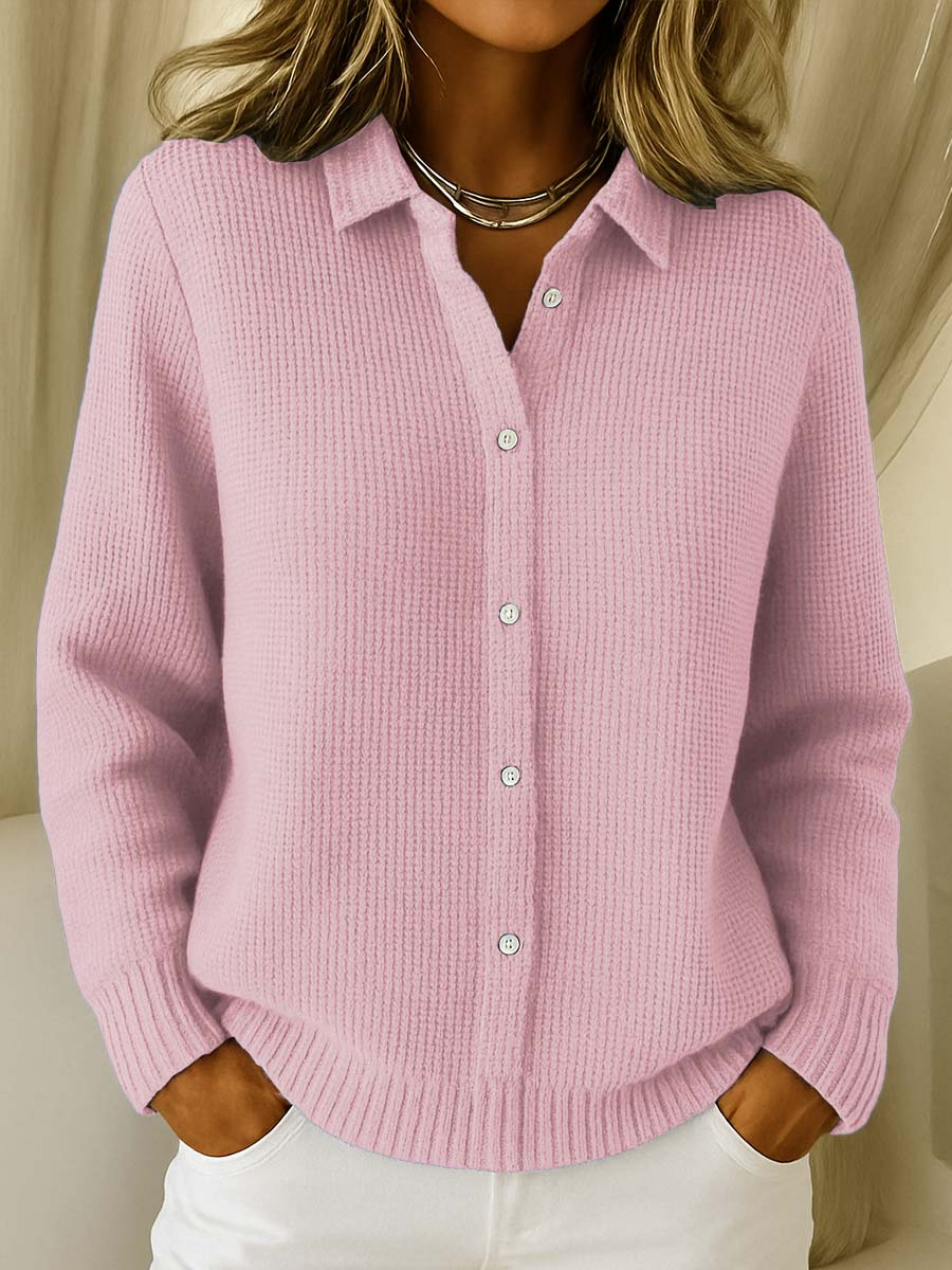 Esperanza - Chic Shirt Collar Cardigan with Long Sleeves