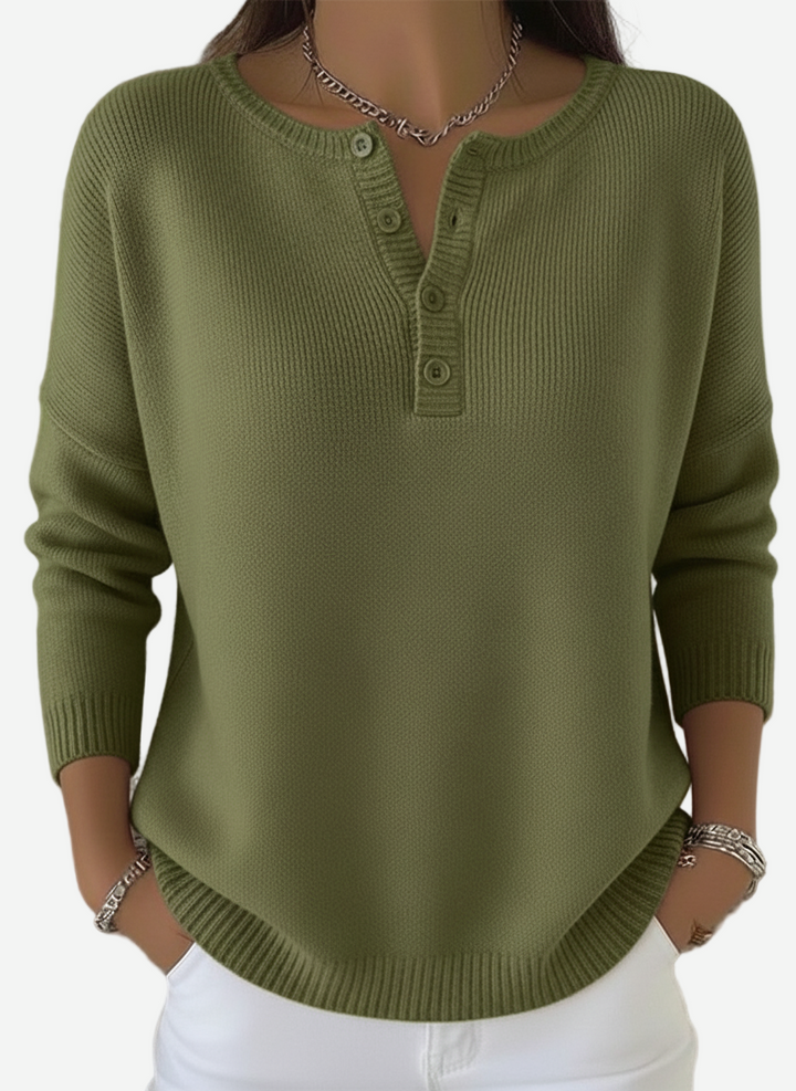 Corinne - Soft Henley Collar Sweater