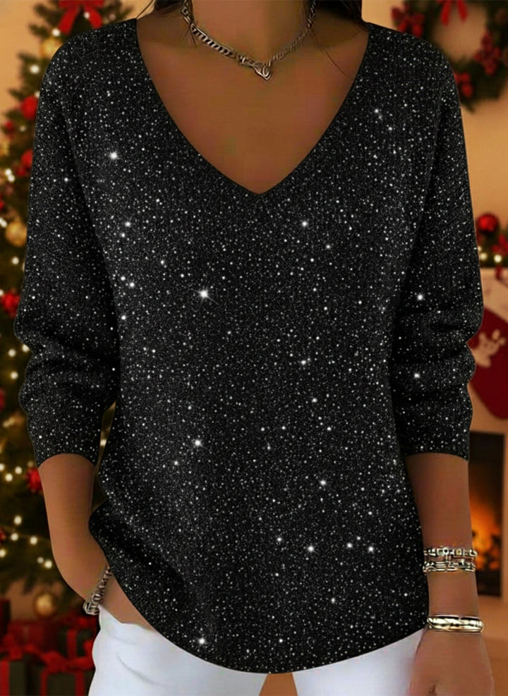 Marigold - V-neck Shiny Sweater