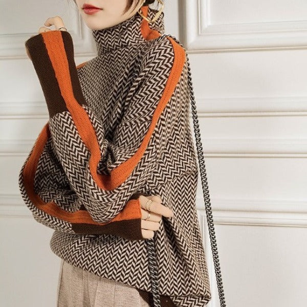 Rochelle - Striped Turtleneck Sweater