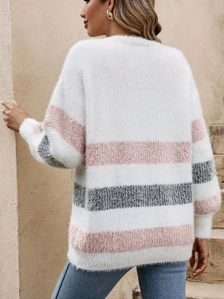 Alayah™ | Striped Button-Down Cardigan