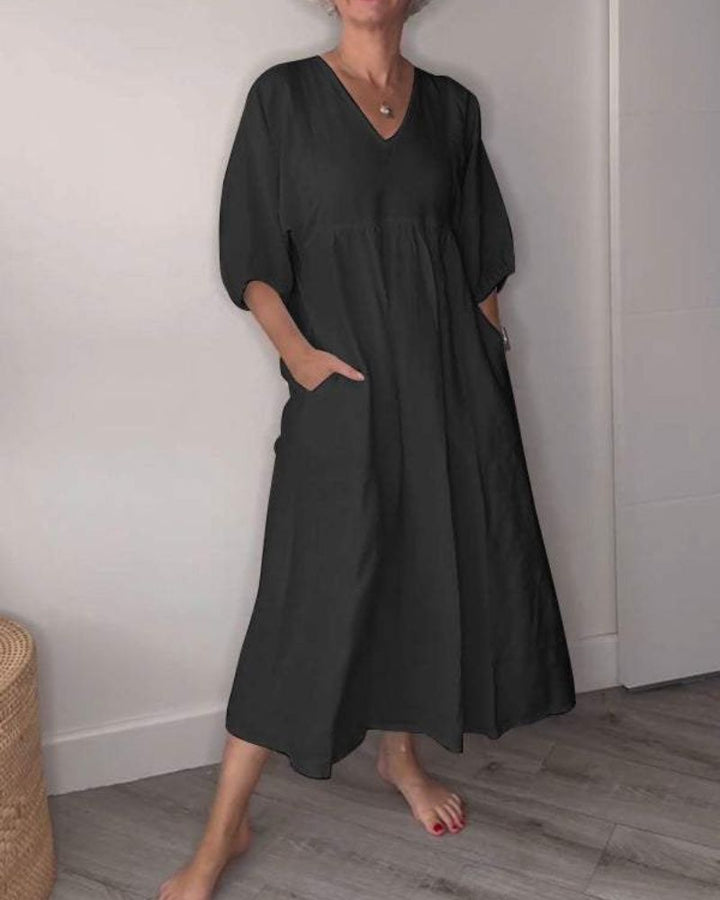 Calliope™ | Elegant V-Neck Maxi Dress