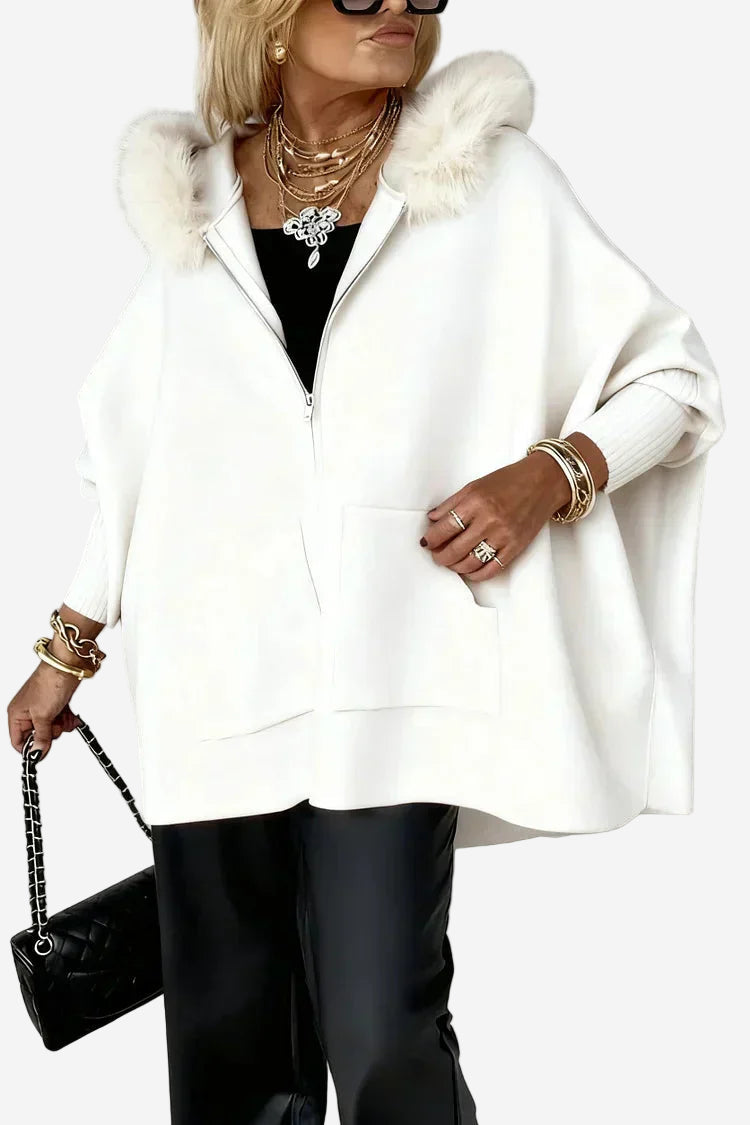 Amara - Casual Full-zip hoodie with Faux Fur Collar