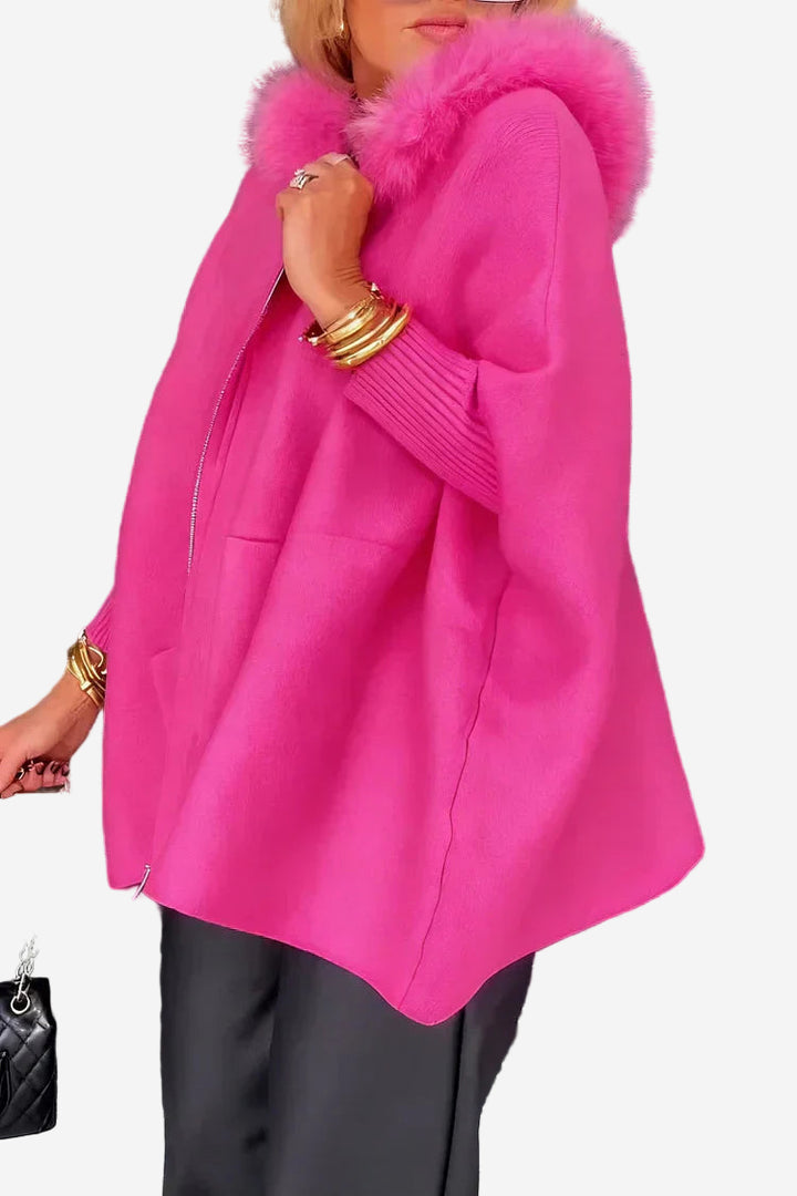 Amara - Casual Full-zip hoodie with Faux Fur Collar